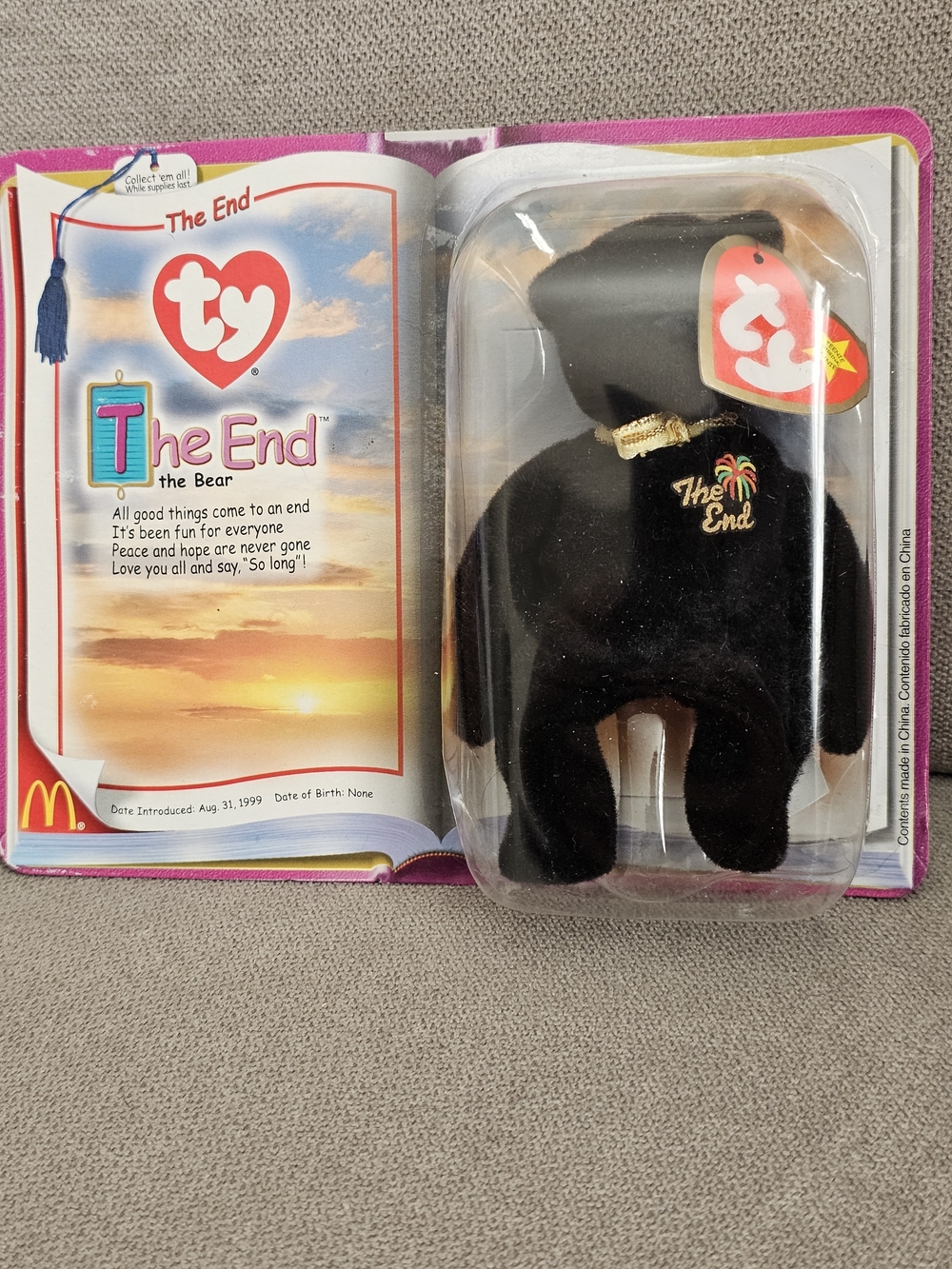 "The End" The Bear, vintage Ty Teenie Beanie From Mcdonalds